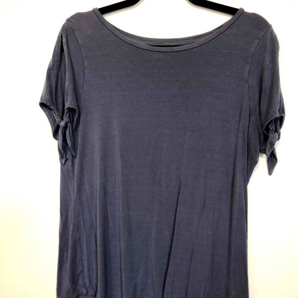 Blue Shirt with Peep Shoulders